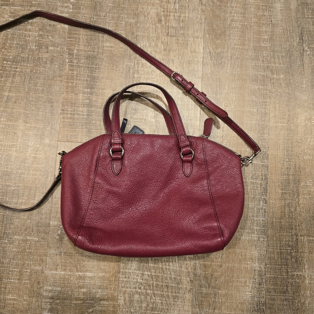 Coach F30281 Burgundy Leather Handbag - Picture 8 of 12